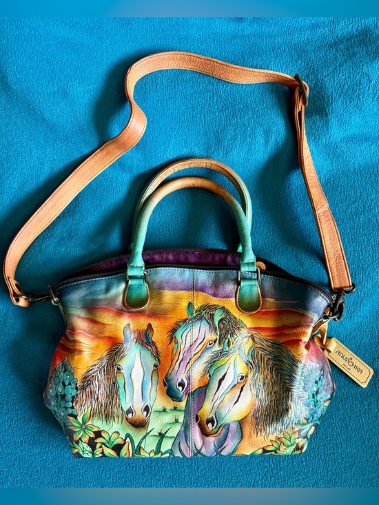Anuschka Handbags - 🐴🩵💚 Hand Painted Horse Purse 👜